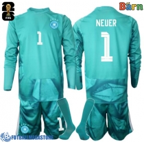 Fotballdrakt Barn Tyskland Manuel Neuer #1 Keeper Hjemmedraktsett VM 2026 Langermet (+ Korte bukser)